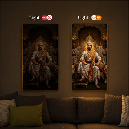 Shivaji Maharaj Modern Luxury Backlight Vertical Wall Art