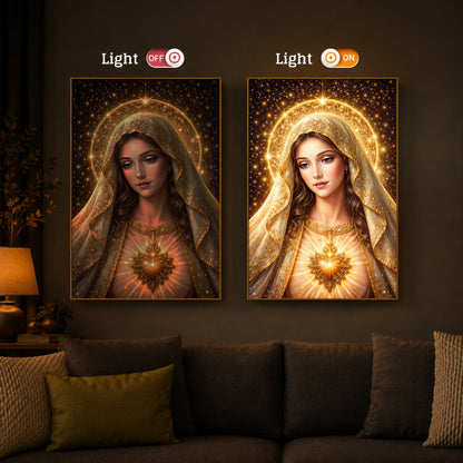 Virgin Mary Modern Luxury Backlight Vertical Wall Art