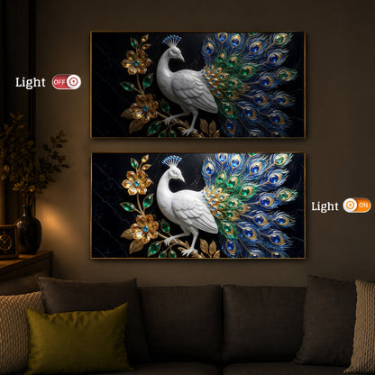 Peacock Modern Luxury Backlight Horizontal Wall Art