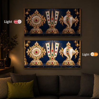 Divine Balaji Symbols Modern Luxury Backlight Horizontal Wall Art