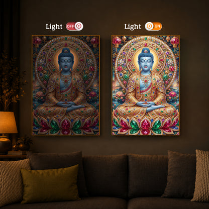 Buddha Blessing Modern Luxury Backlight Vertical Wall Art