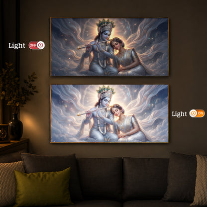 Krishna Radha Modern Luxury Backlight Horizontal Wall Art