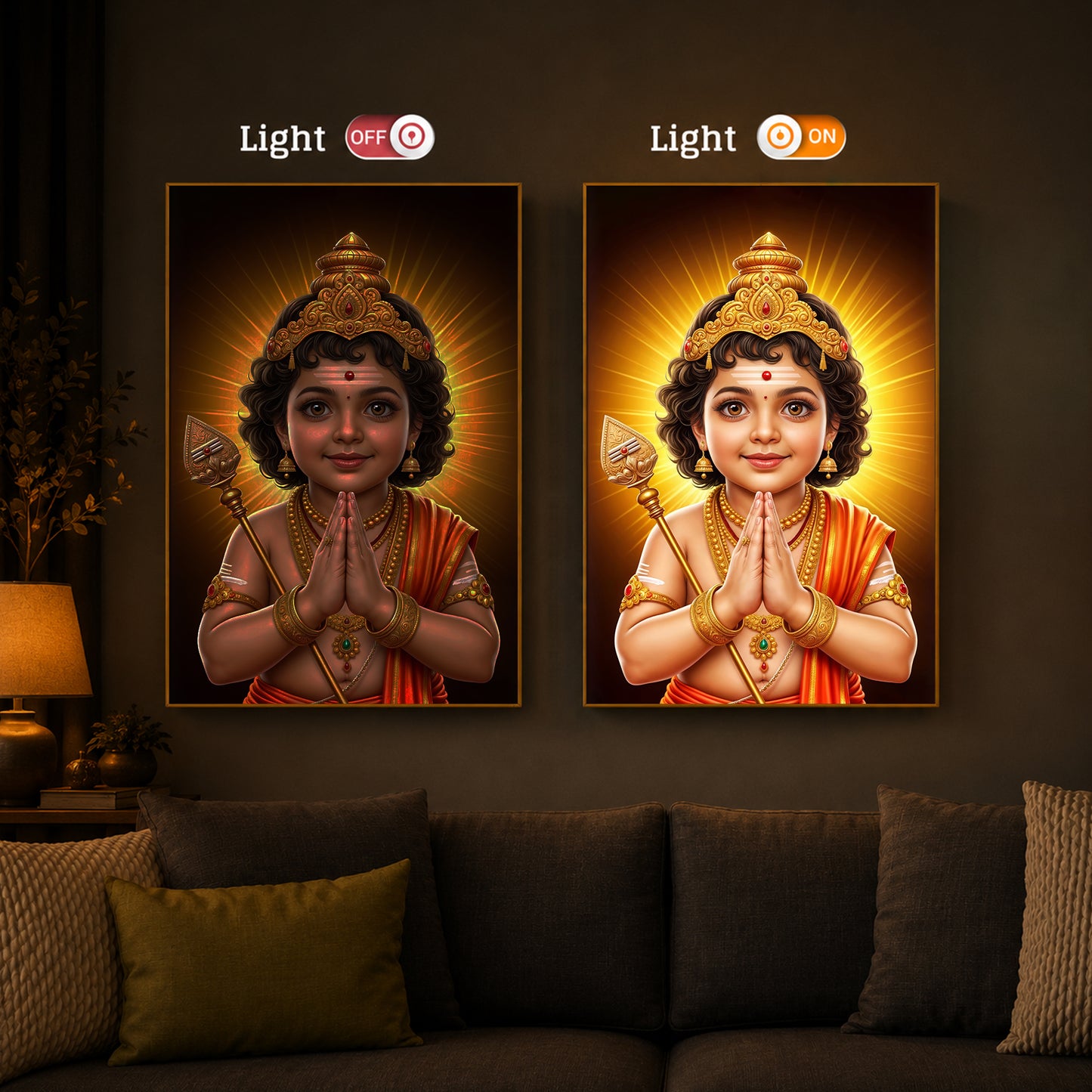 Murugan Ji Balroop Modern Luxury Backlight Vertical Wall Art