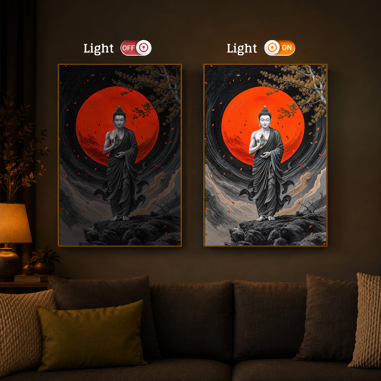 Buddhay Ji Modern Luxury Backlight Vertical Wall Art