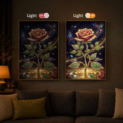 Rose Modern Luxury Backlight Vertical Wall Art