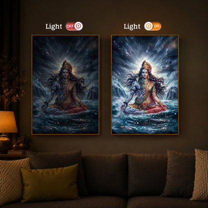 Ardhanarishvara Modern Luxury Backlight Vertical Wall Art