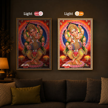 Hindu Bhagwan Ganesh Ji Modern Luxury Backlight Vertical Wall Art