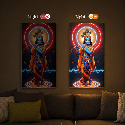 Divine Krishna Modern Luxury Backlight Vertical Wall Art