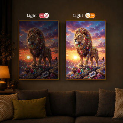 Majestic Lion Modern Luxury Backlight Vertical Wall Art
