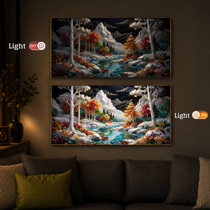Mountain Serenity Modern Luxury Backlight Horizontal Wall Art