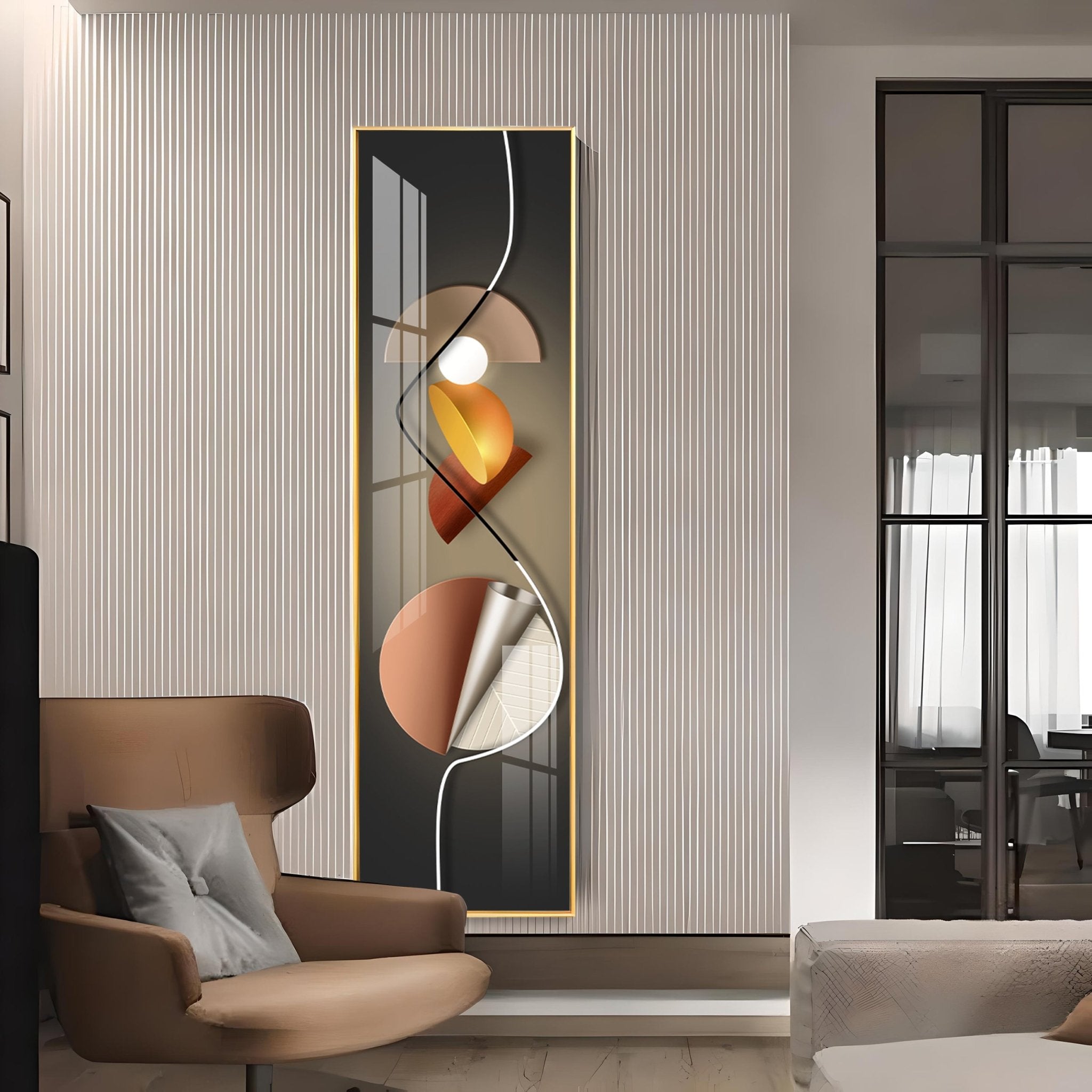 Abstract Geometrical Patterns Luxury Crystal Vertical Wall Art - The Next Decor