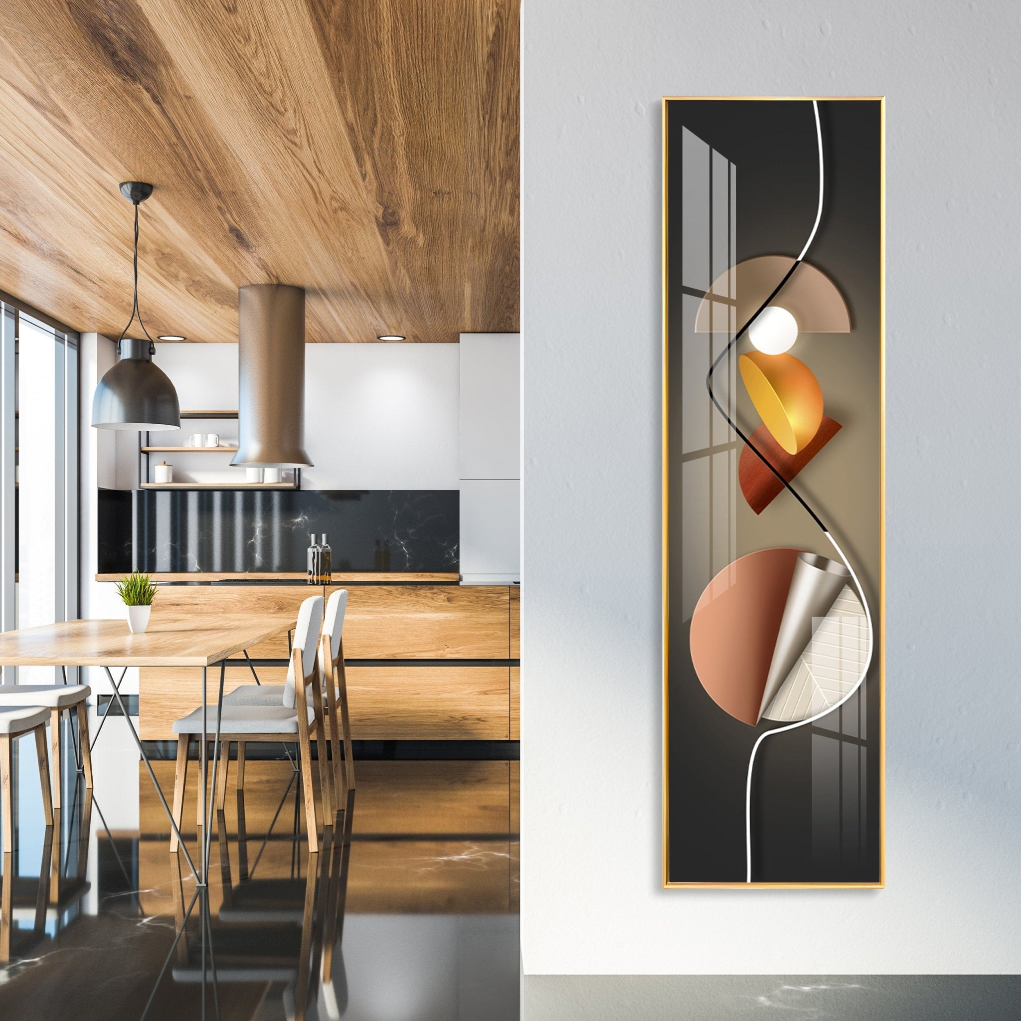 Abstract Geometrical Patterns Luxury Crystal Vertical Wall Art - The Next Decor