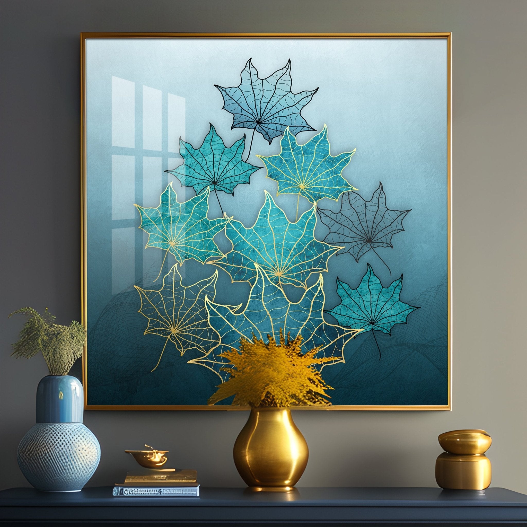 Abstract Gold Leaf Art Premium Acrylic Square Wall Art - The Next Decor