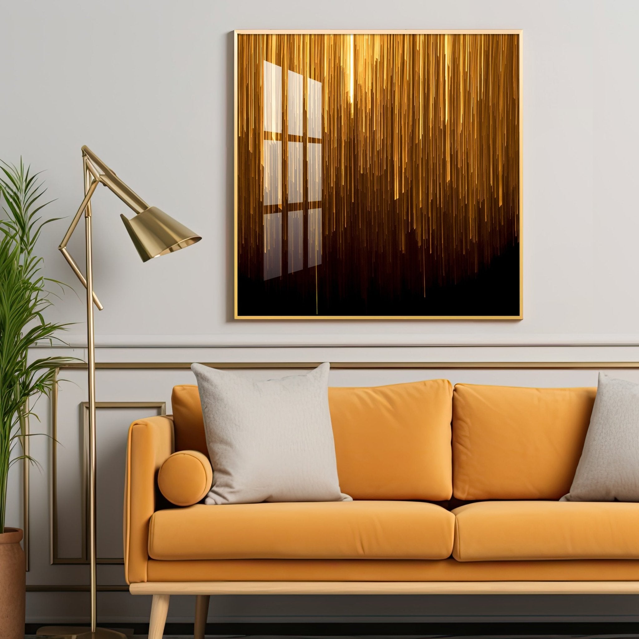 Art Ink Gold Living Room Premium Acrylic Square Wall Art - The Next Decor