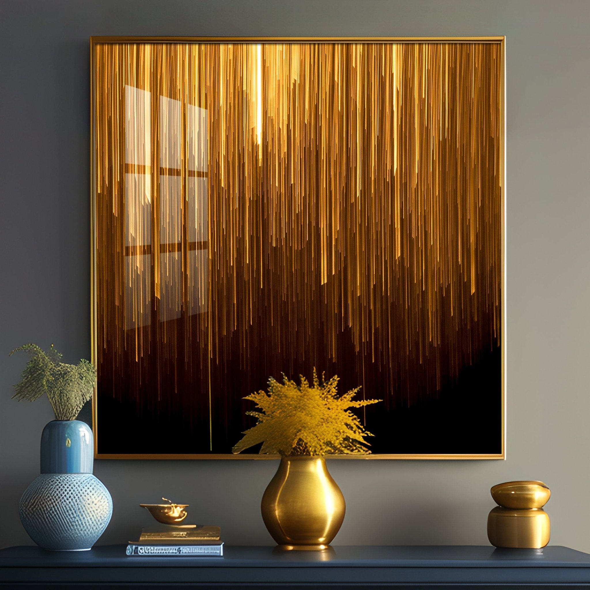 Art Ink Gold Living Room Premium Acrylic Square Wall Art - The Next Decor