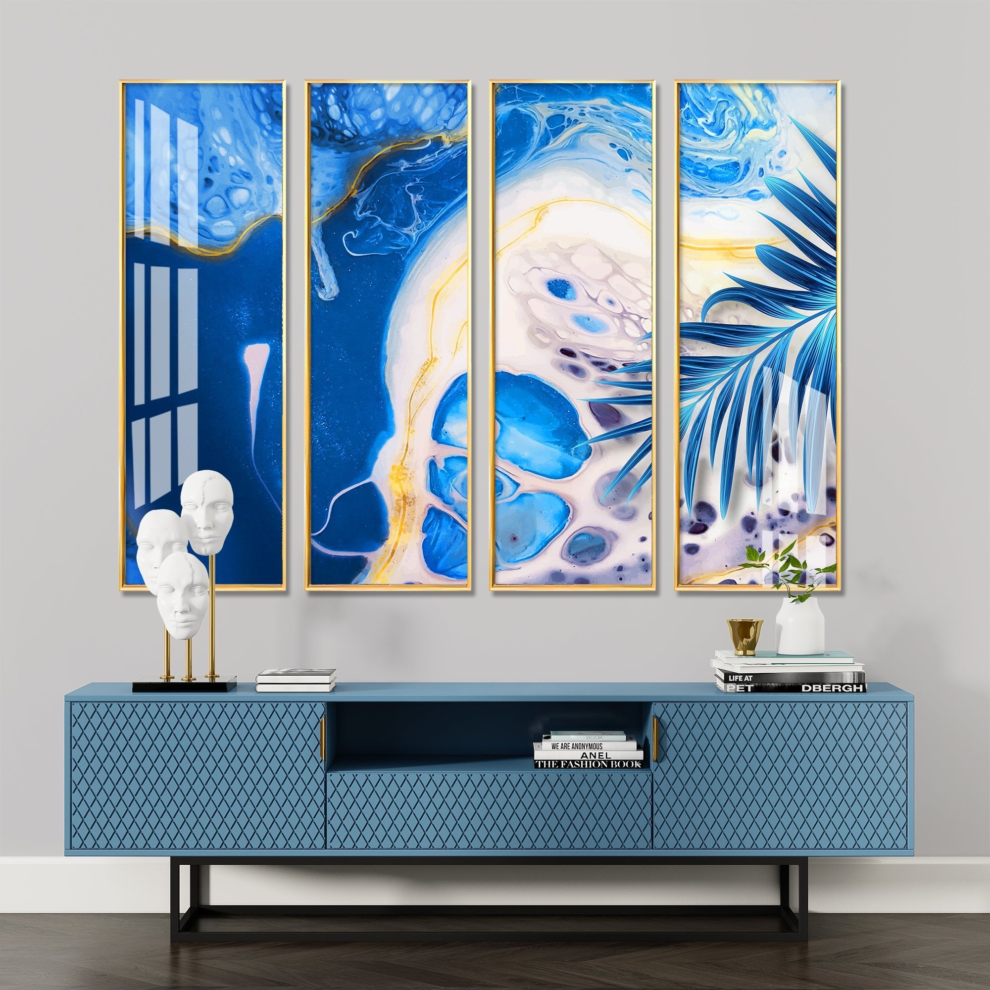 Art of Blue Premium Acrylic Vertical Wall Art (set of 4) - The Next Decor