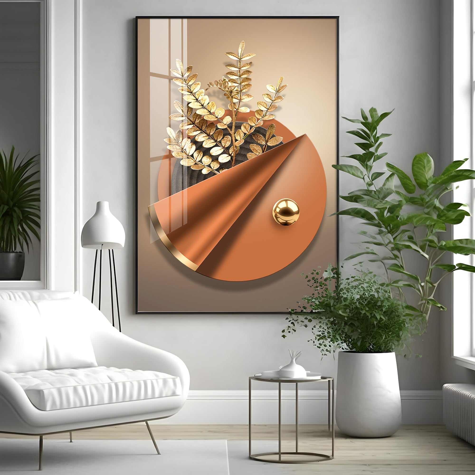 Aura Golden Petals Luxury Crystal Vertical Wall Art - The Next Decor