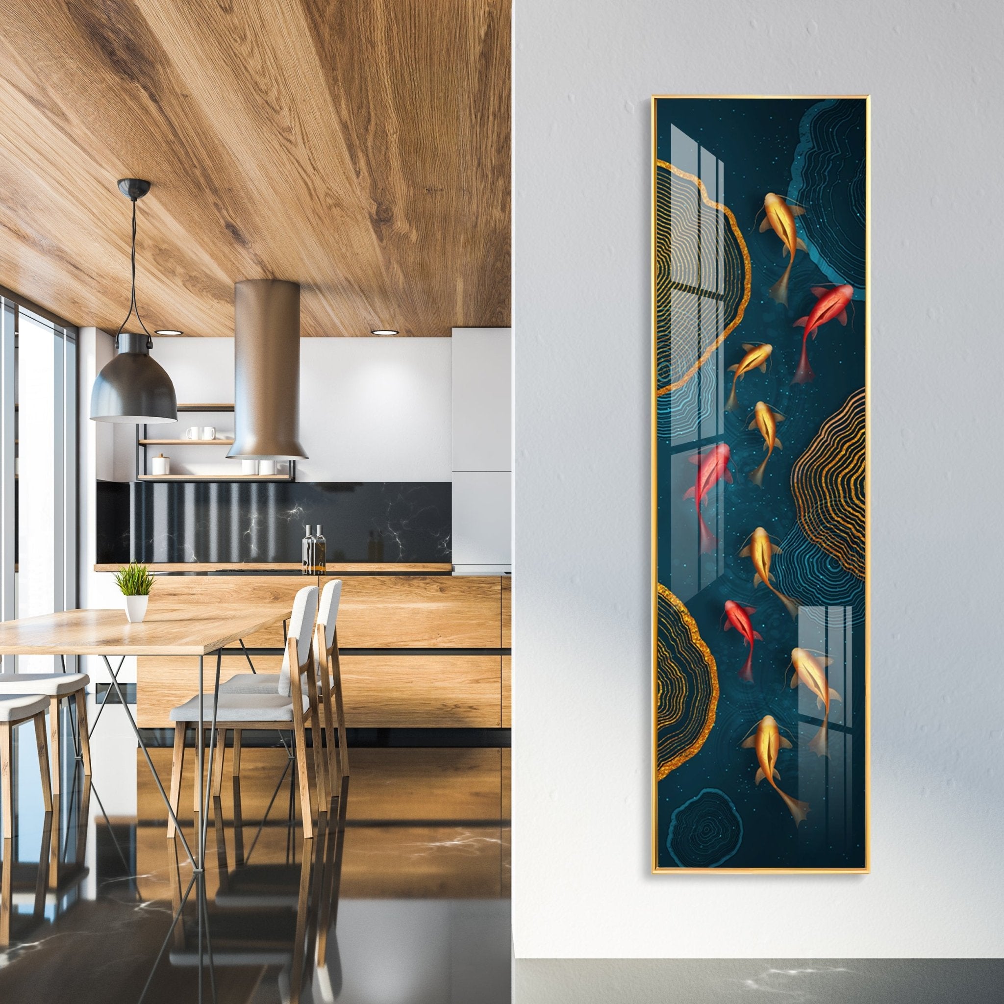 Auspicious Fishes Luxury Crystal Vertical Wall Art - The Next Decor