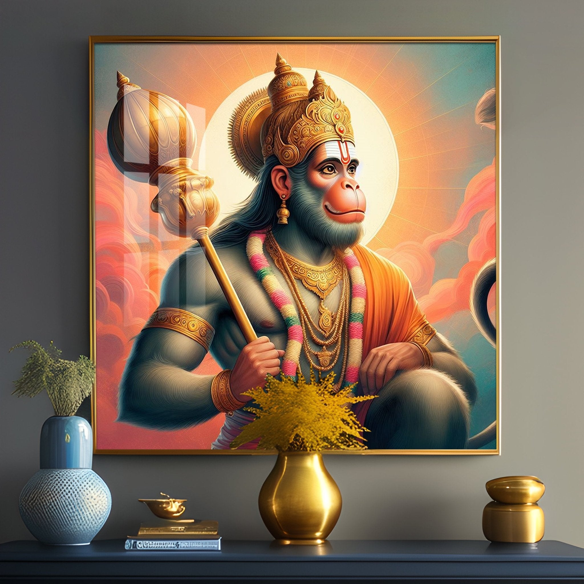 Bajrang Bali Premium Acrylic Square Wall Art - The Next Decor