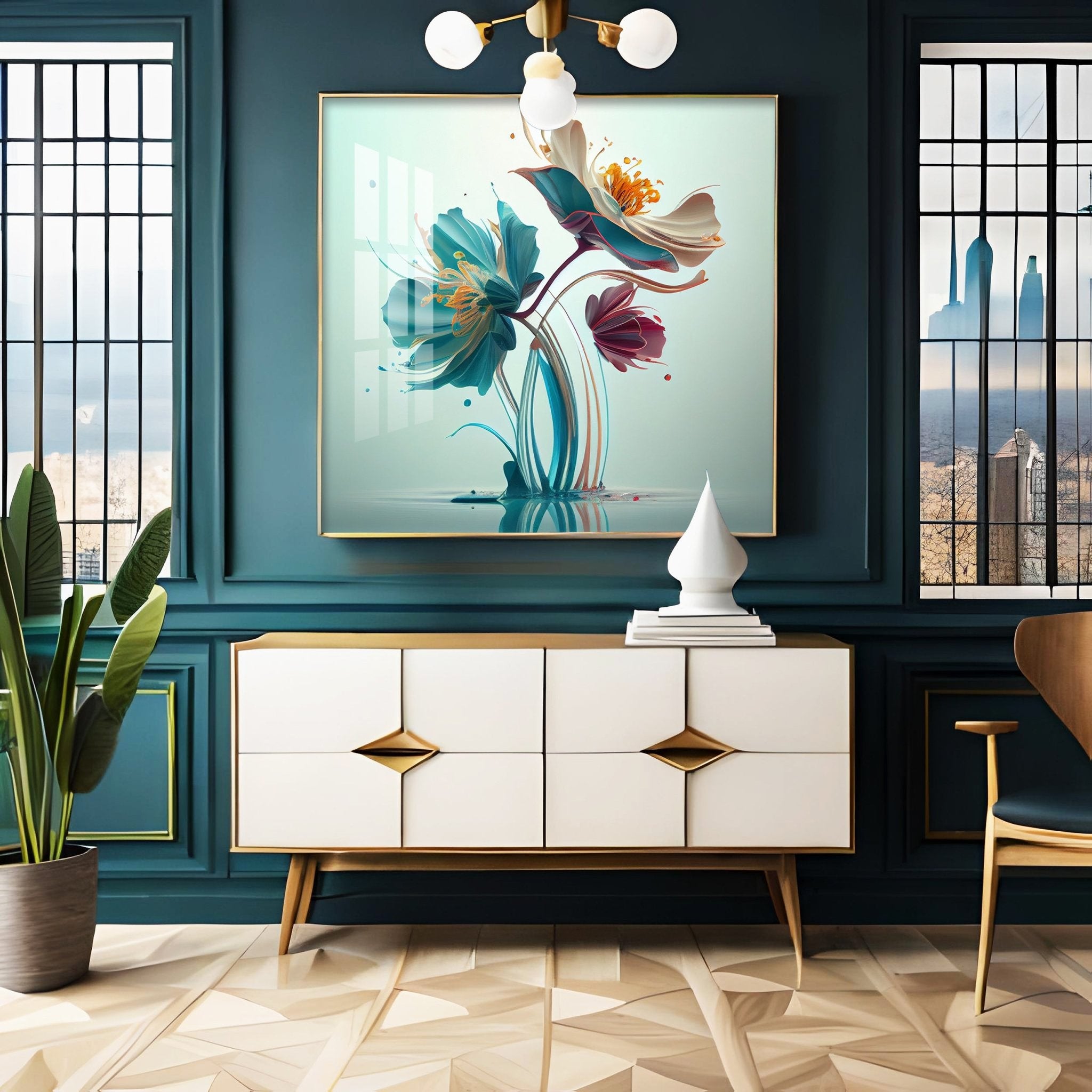 Beautiful Surrealistic Flowers Premium Acrylic Square Wall Art - The Next Decor