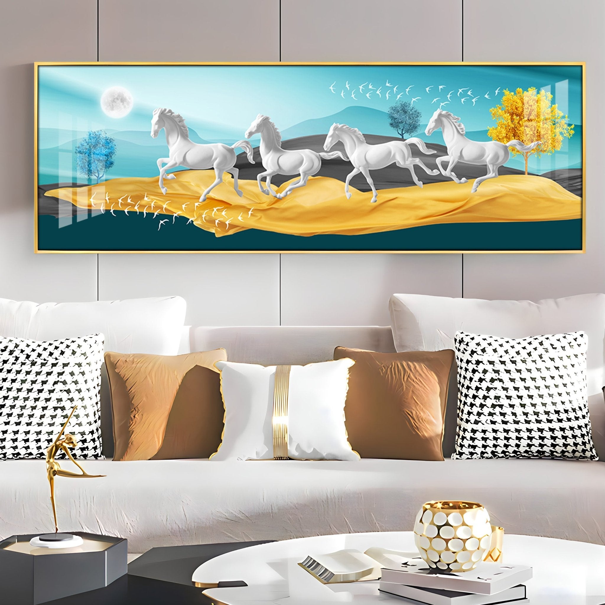 Beautiful Vastu Running Horse Premium Acrylic Horizontal Wall Art - The Next Decor