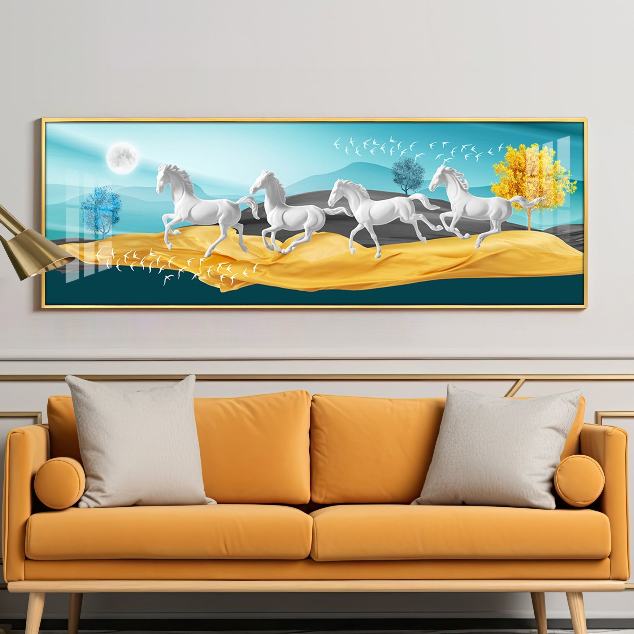 Beautiful Vastu Running Horse Premium Acrylic Horizontal Wall Art - The Next Decor