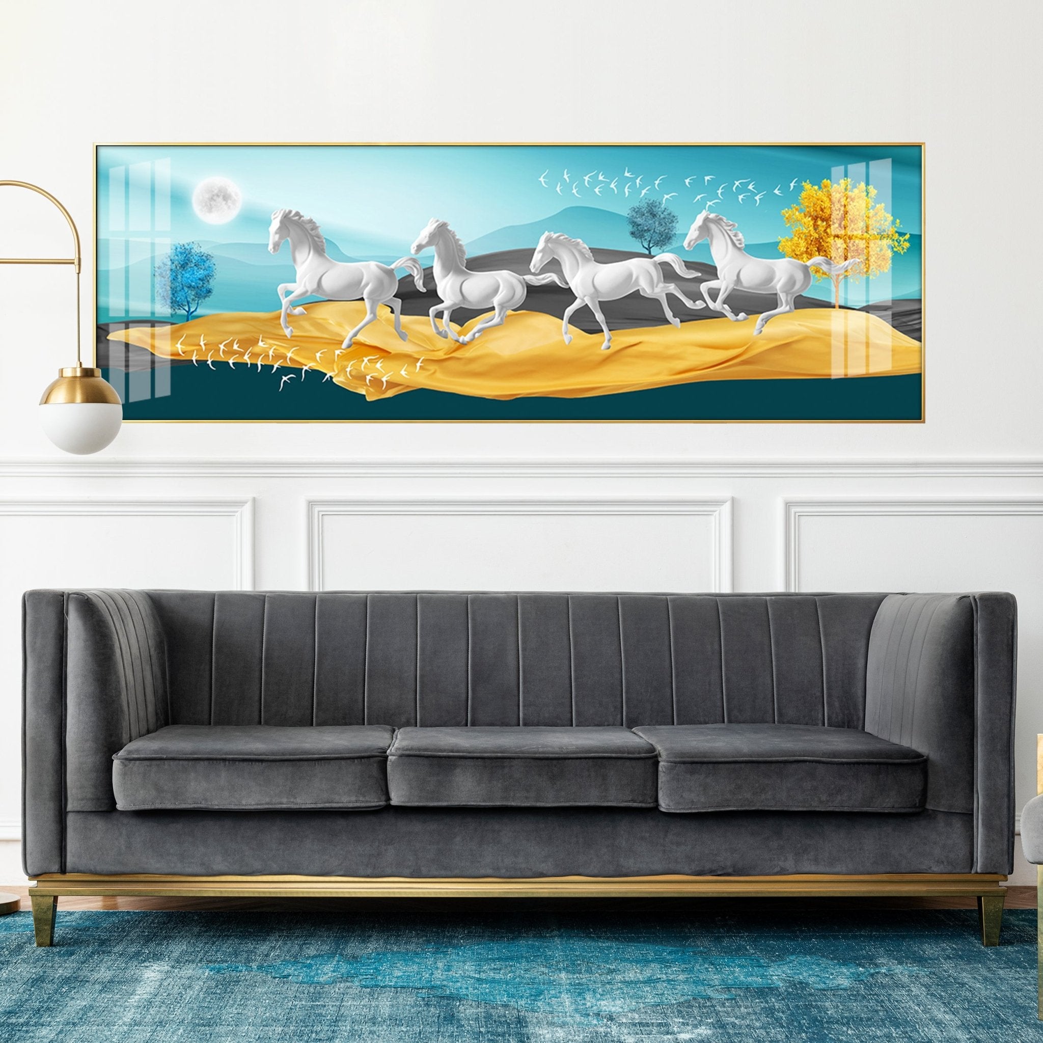 Beautiful Vastu Running Horse Premium Acrylic Horizontal Wall Art - The Next Decor