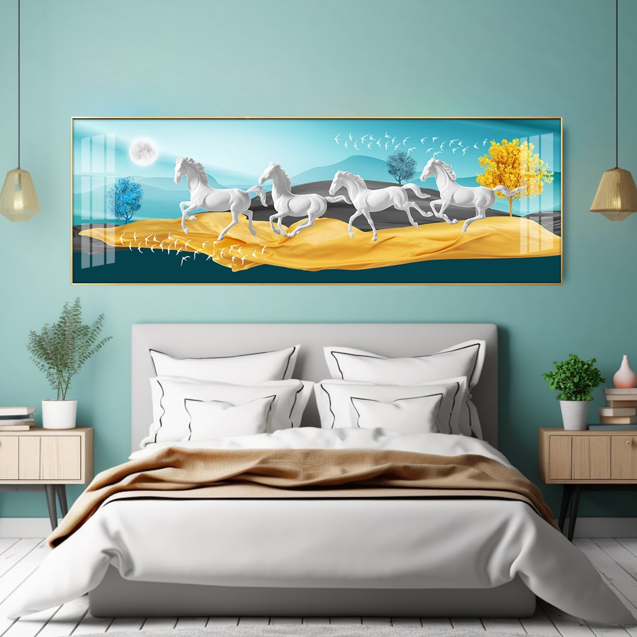 Beautiful Vastu Running Horse Premium Acrylic Horizontal Wall Art - The Next Decor