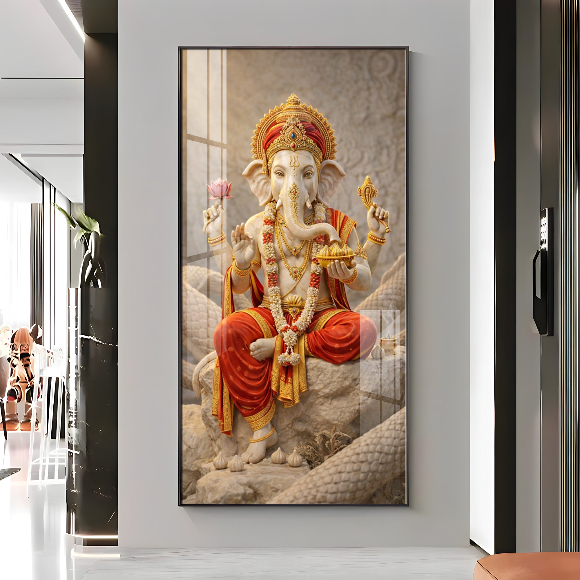 Divine Shree Ganesha Guardian Premium Acrylic Vertical Wall Art