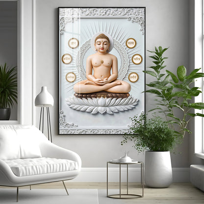 God Mahavir Jain Premium Acrylic Vertical Wall Art