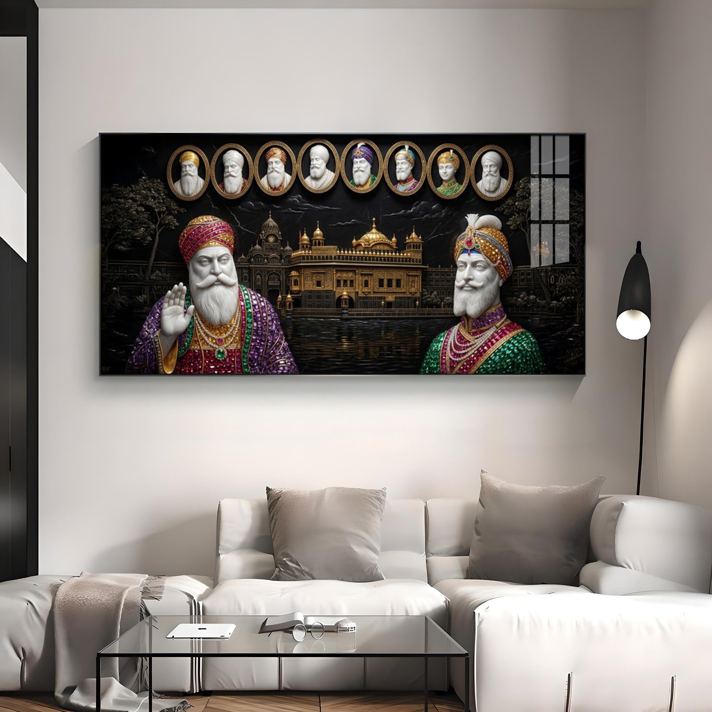 Ten Sikh Gurus & The Golden Temple Premium Acrylic Horizontal Wall Art