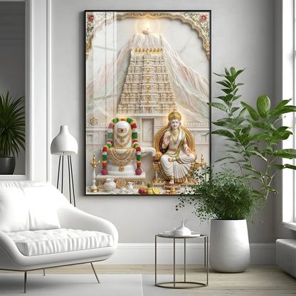 Shivalingam and Goddess Parvati Premium Acrylic Vertical Wall Art