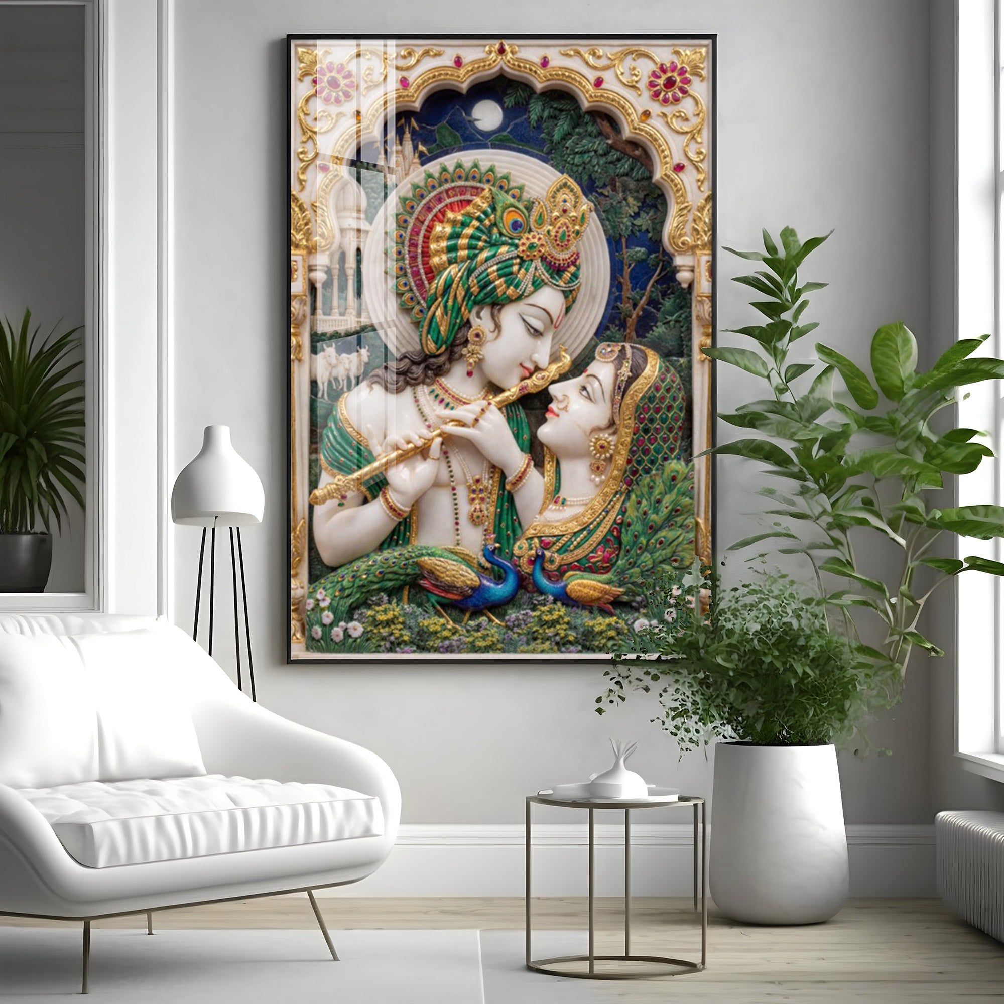 Cosmic Energy Of Radha Krishna Premium Acrylic Vertical Wall Art