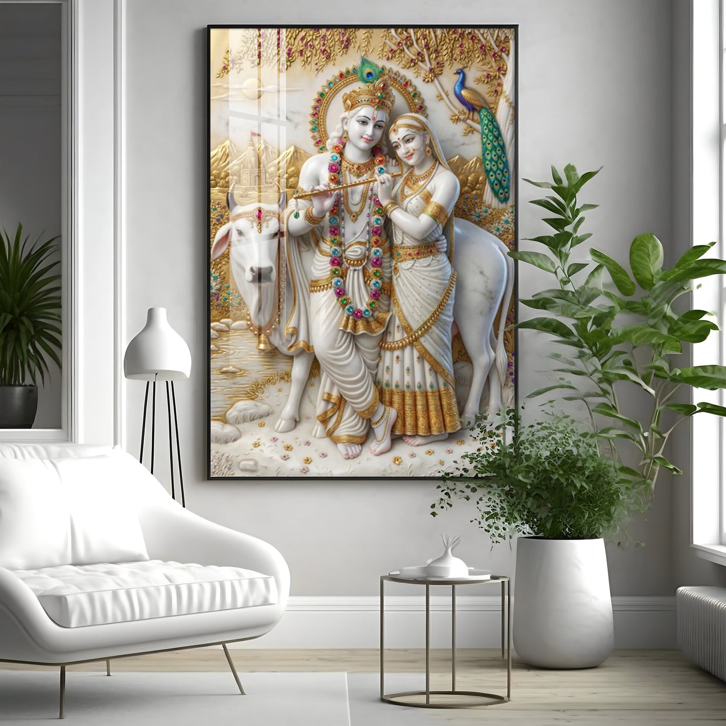 Serenity of Radha Krishna Premium Acrylic Vertical Wall Art