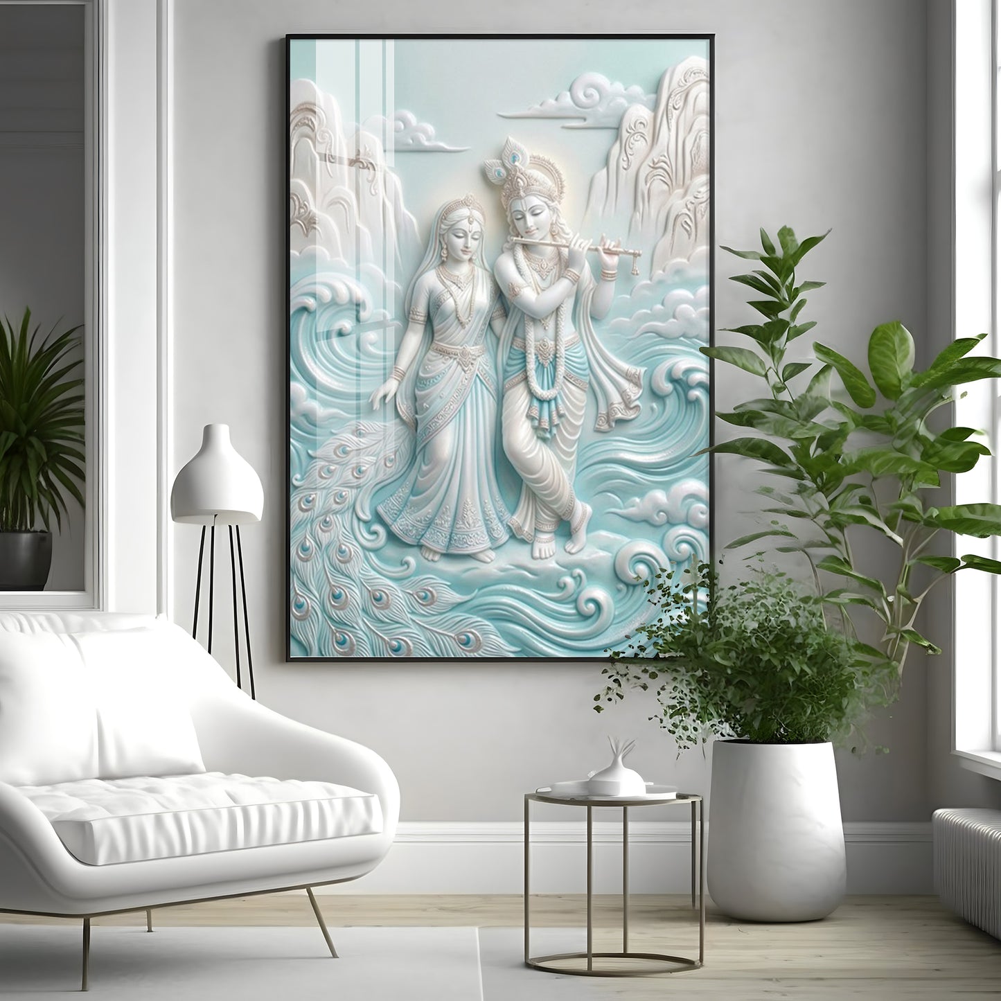 Devotional Lord Radha Krishna Premium Acrylic Vertical Wall Art