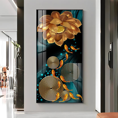 Golden Serenity Blossom Premium Acrylic Vertical Wall Art