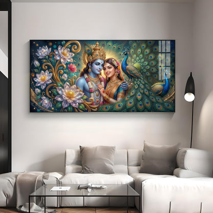 Shri Radhe Krishna Bhagwan Premium Acrylic Horizontal Wall Art