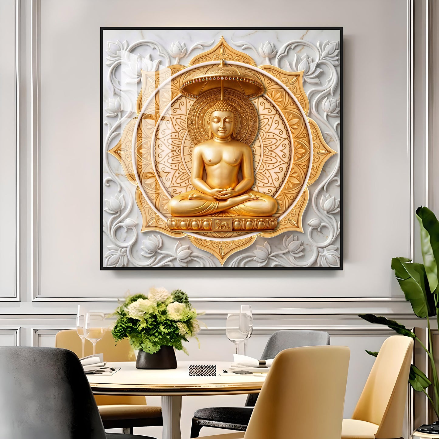 Lord Mahavir In A Meditative Pose Premium Acrylic Square Wall Art