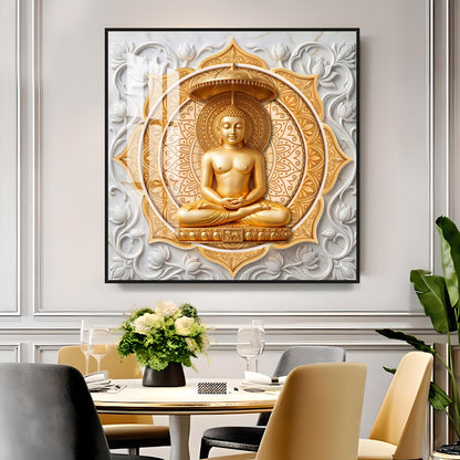 Lord Mahavir In A Meditative Pose Premium Acrylic Square Wall Art