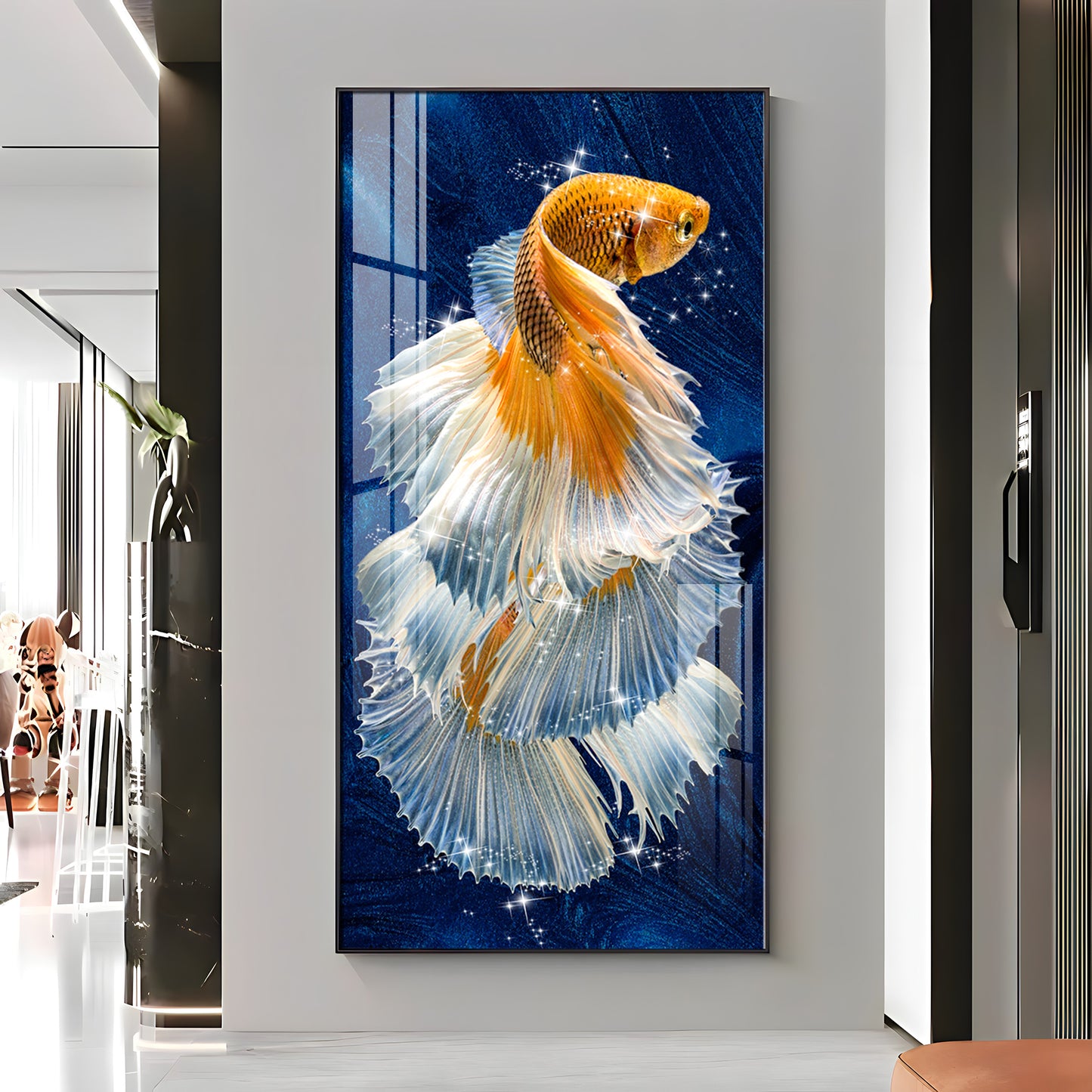 Golden Fish Premium Acrylic Vertical Wall Art