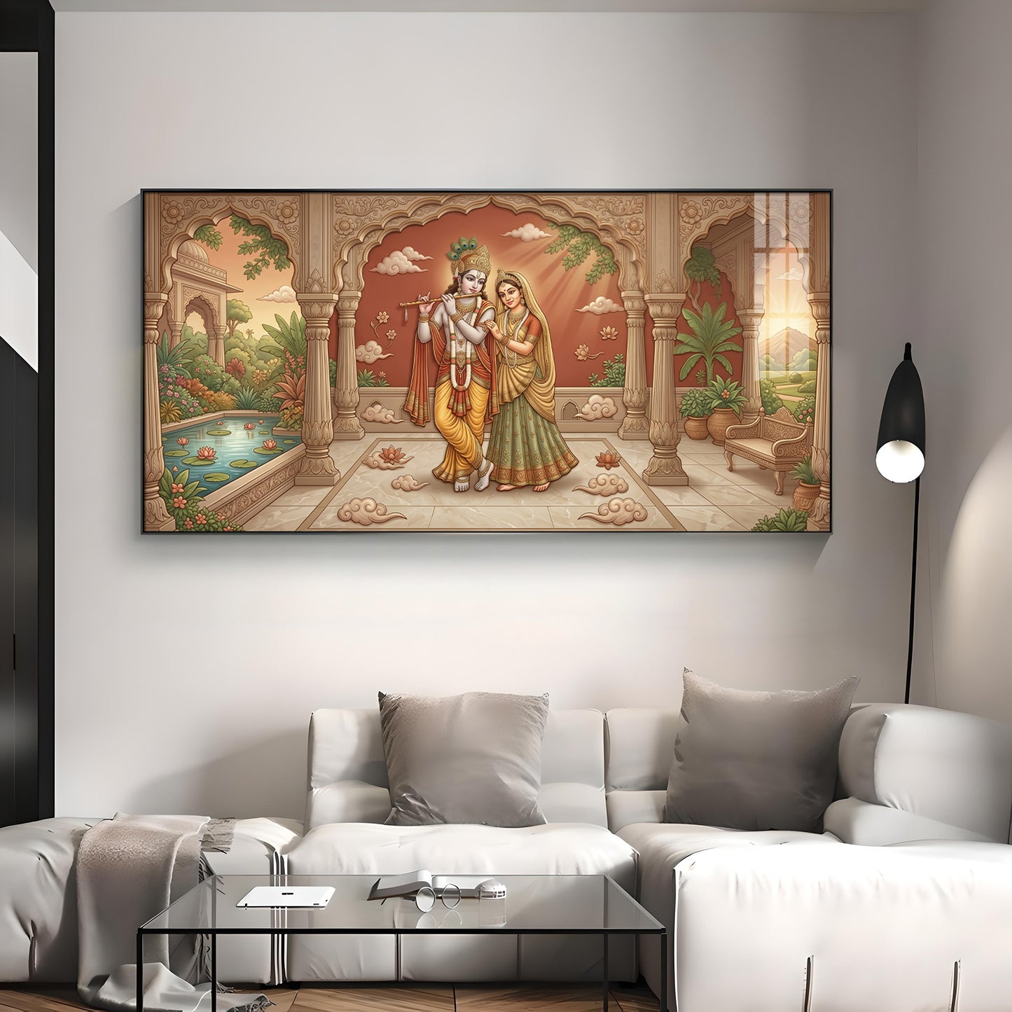 Divine Eternal Love Of Radha Krishna Premium Acrylic Horizontal Wall Art