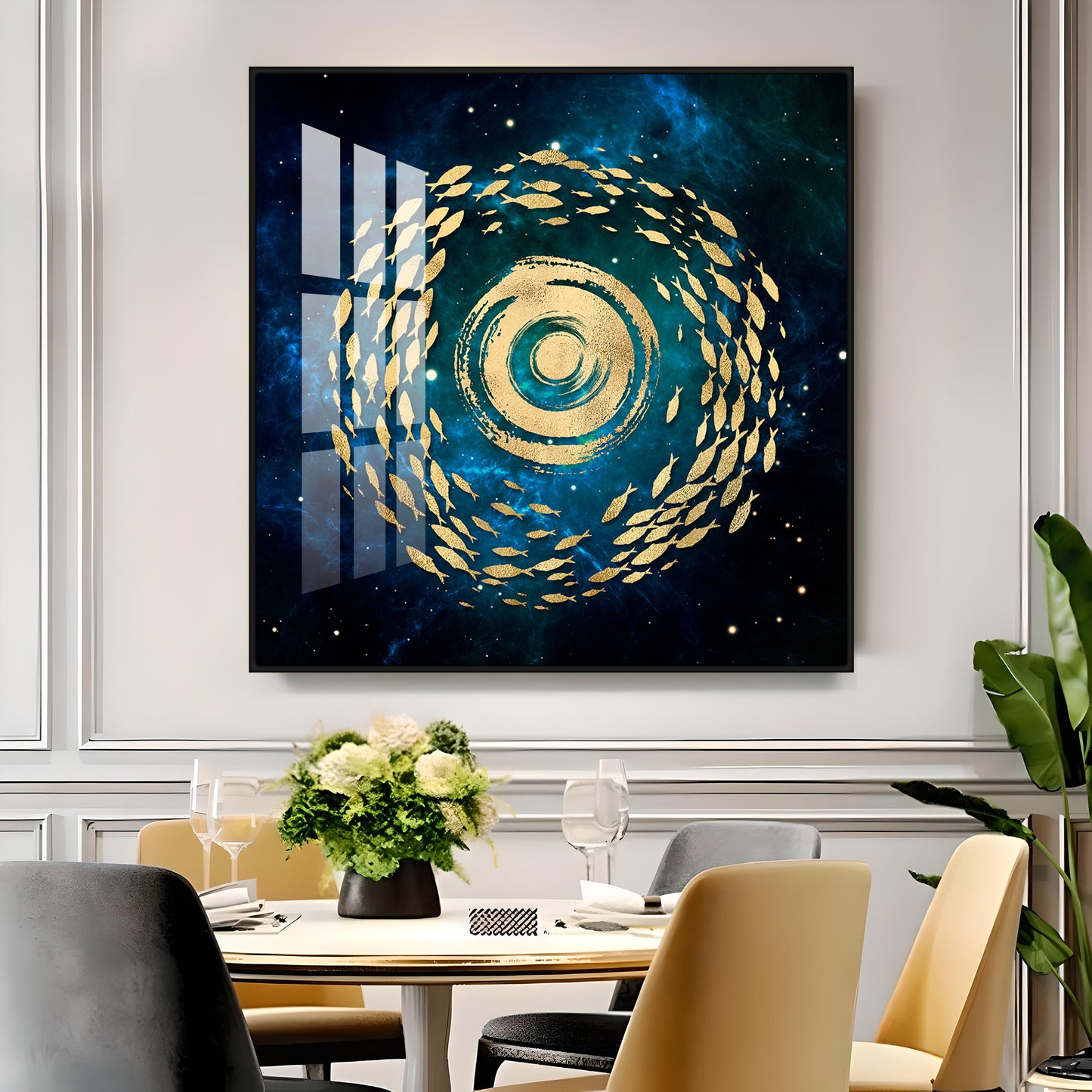 Fish Flow Mosaic Premium Acrylic Square Wall Art