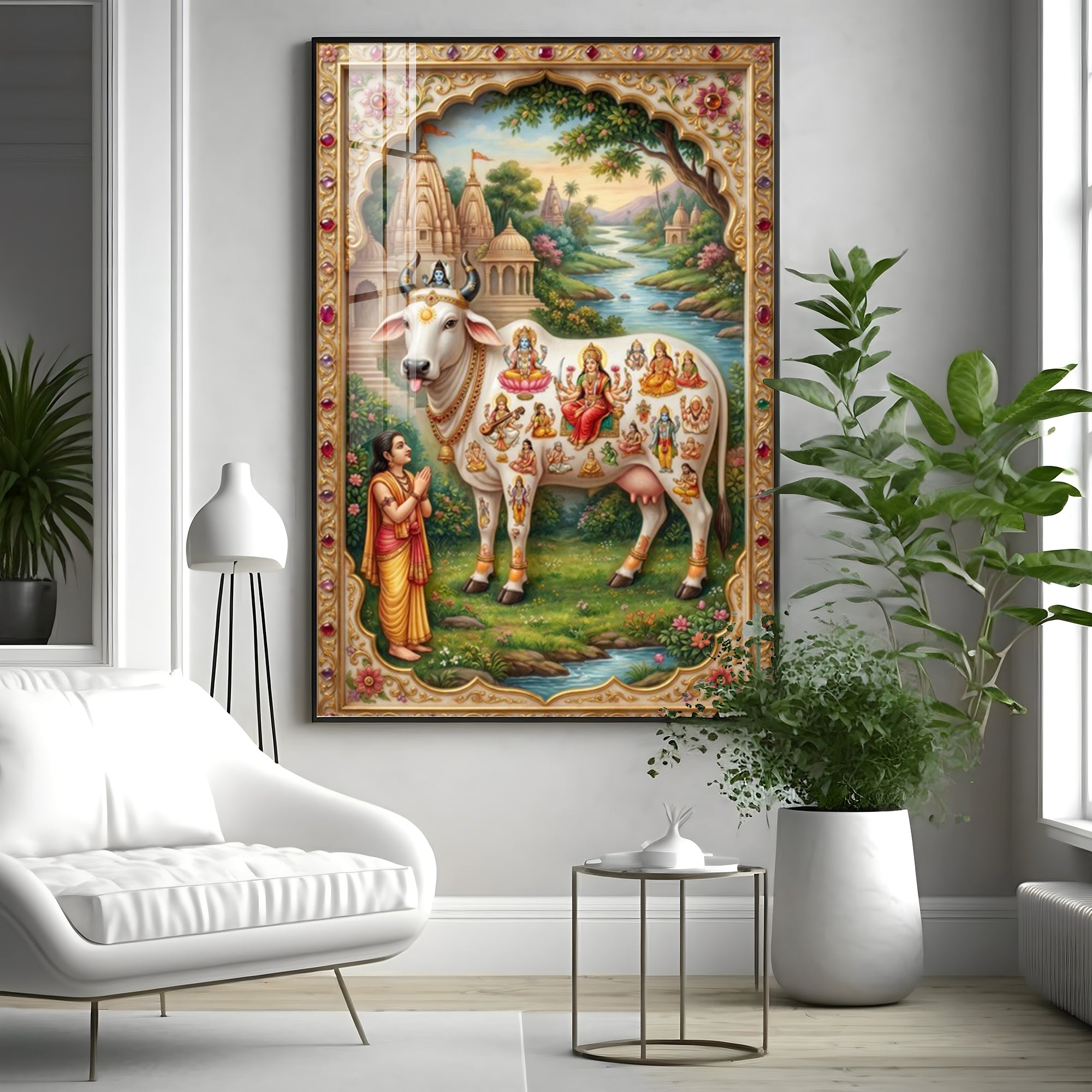 Kamdhenu Gau Mata Premium Acrylic Vertical Wall Art