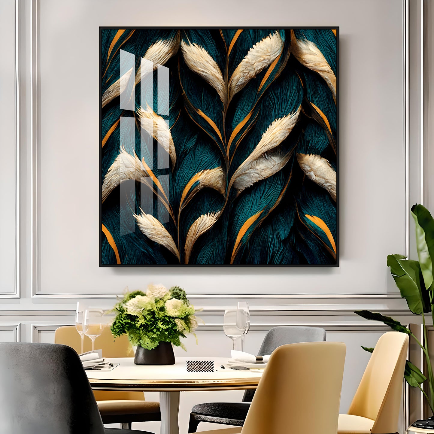 Feathers Premium Acrylic Square Wall Art