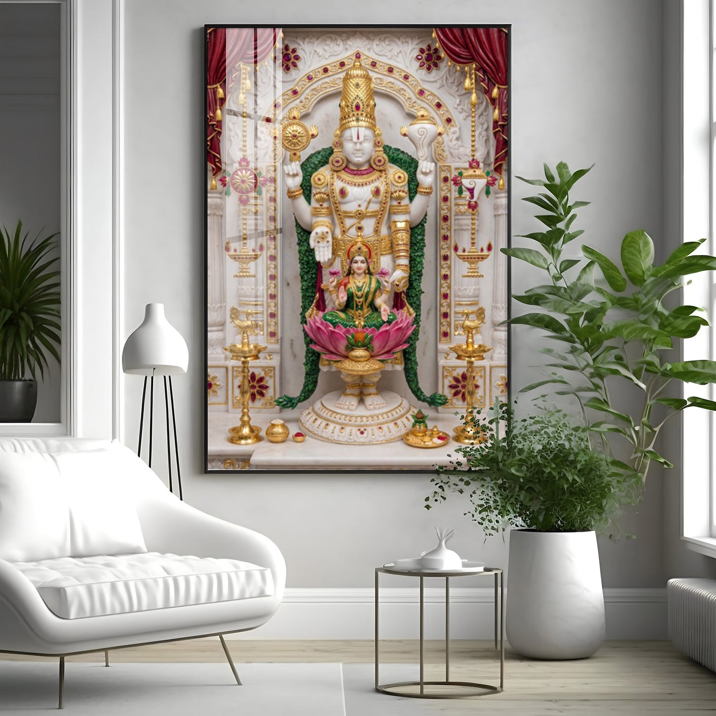 Maa Laxmi Lord Venkateswara Premium Acrylic Vertical Wall Art
