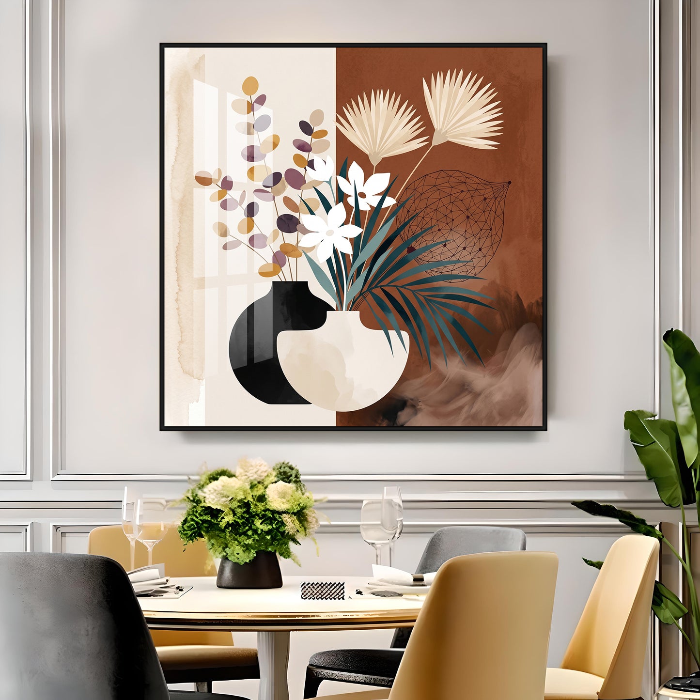 Two Overlapping Silhouettes Premium Acrylic Square Wall Art