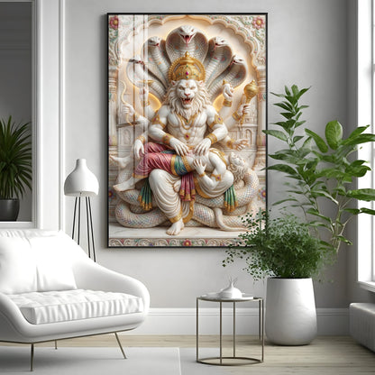 Divine Narasimha Premium Acrylic Vertical Wall Art