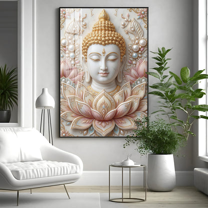 Meditating Lord Buddha Premium Acrylic Vertical Wall Art