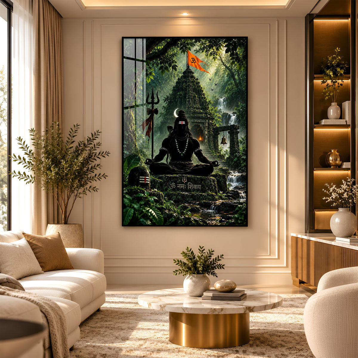 Lord Shiva Meditating In Forest Premium Acrylic Vertical Wall Art