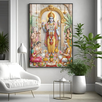 Lord Satyanarayan Premium Acrylic Vertical Wall Art